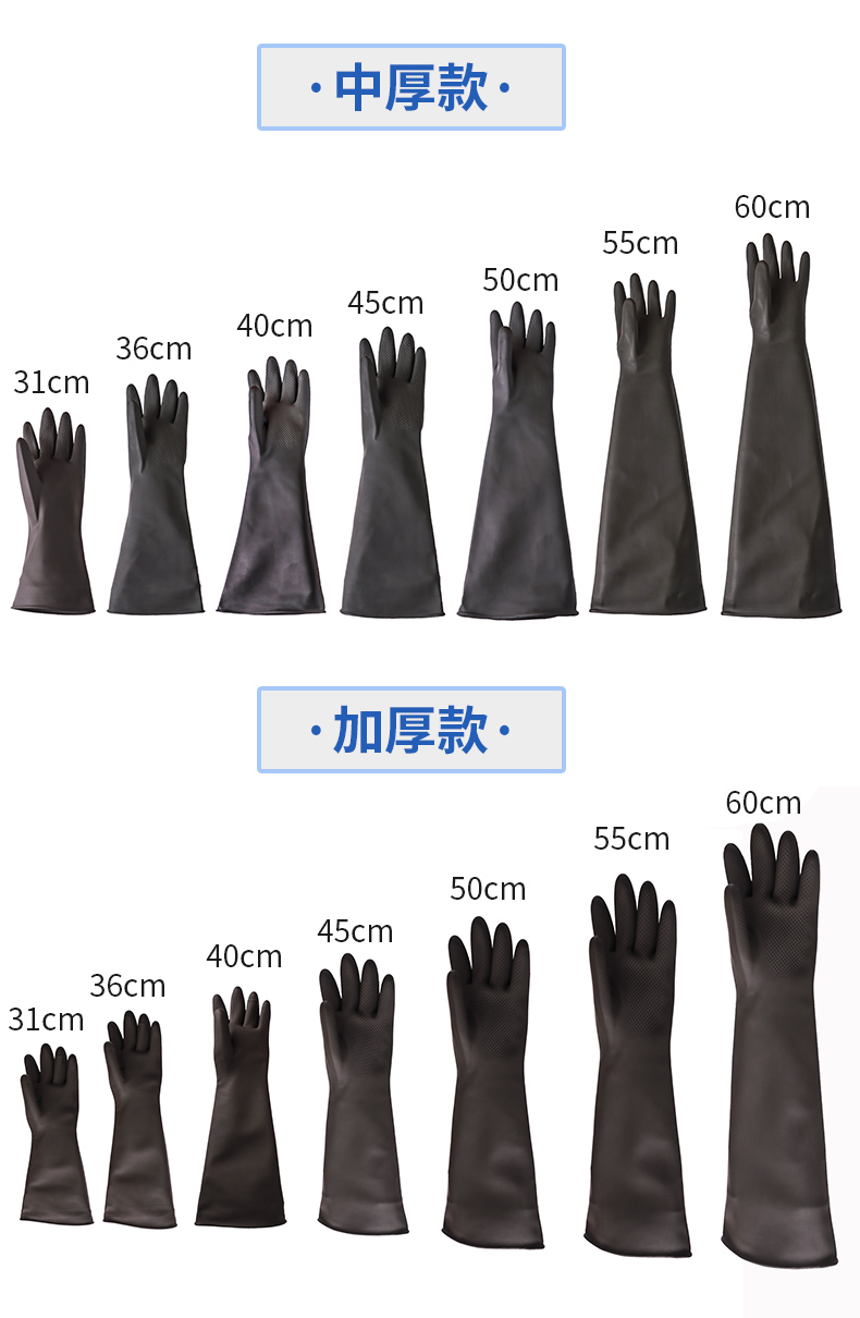 威蝶36A-1黑色耐酸堿乳膠手套圖5