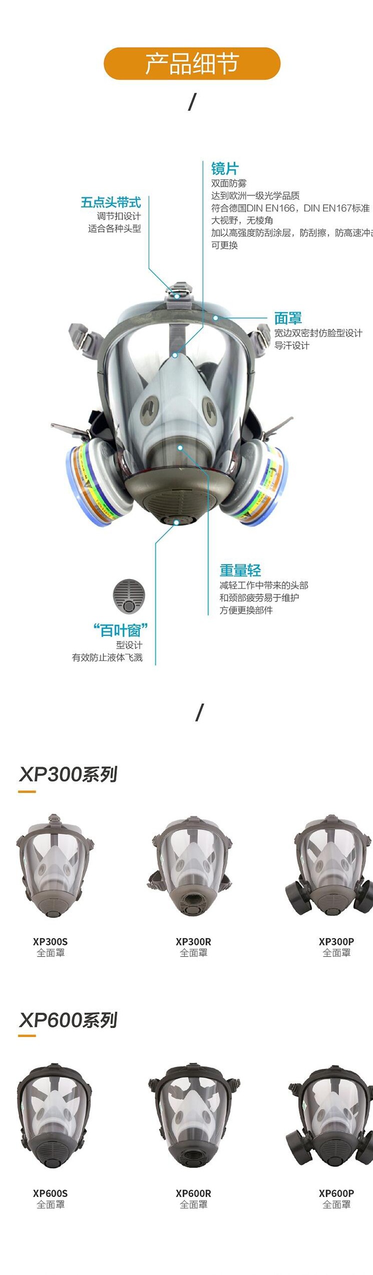 華信威保小金罩XP300M防塵防毒過(guò)濾全面罩圖片3