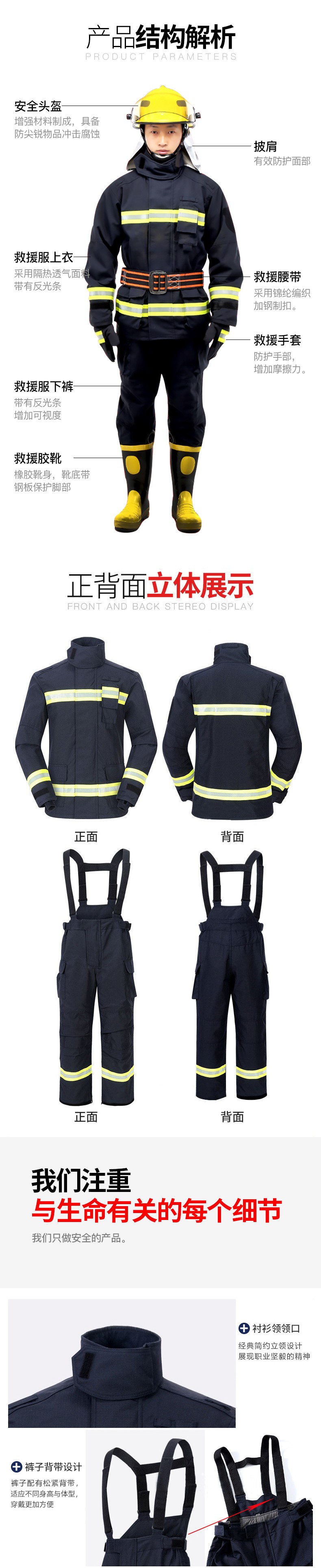 宇安消防 17式滅火防護阻燃消防戰斗服五件套圖片4