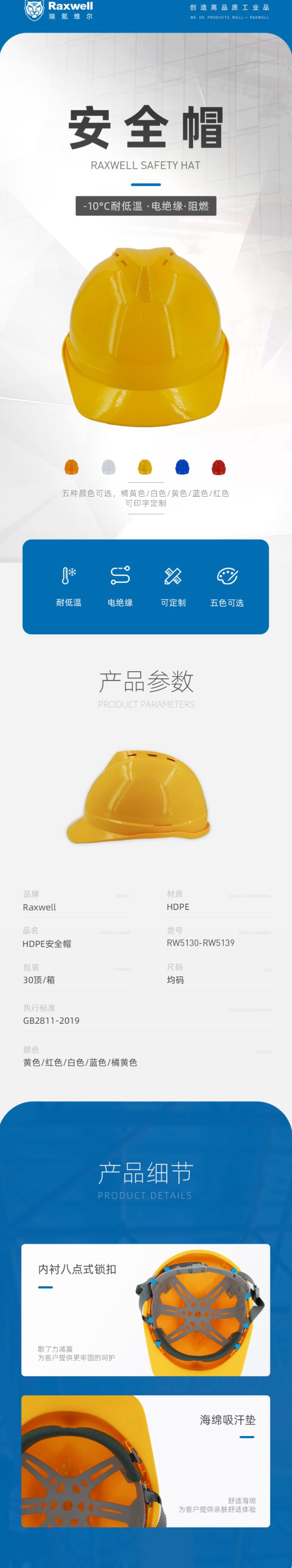 瑞氪維爾RW5136 HDPE無透氣孔安全帽圖片
