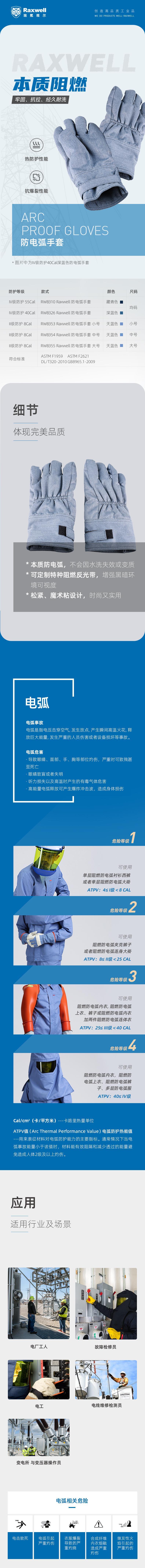 瑞氪維爾RW8355天藍(lán)色防電弧手套圖片