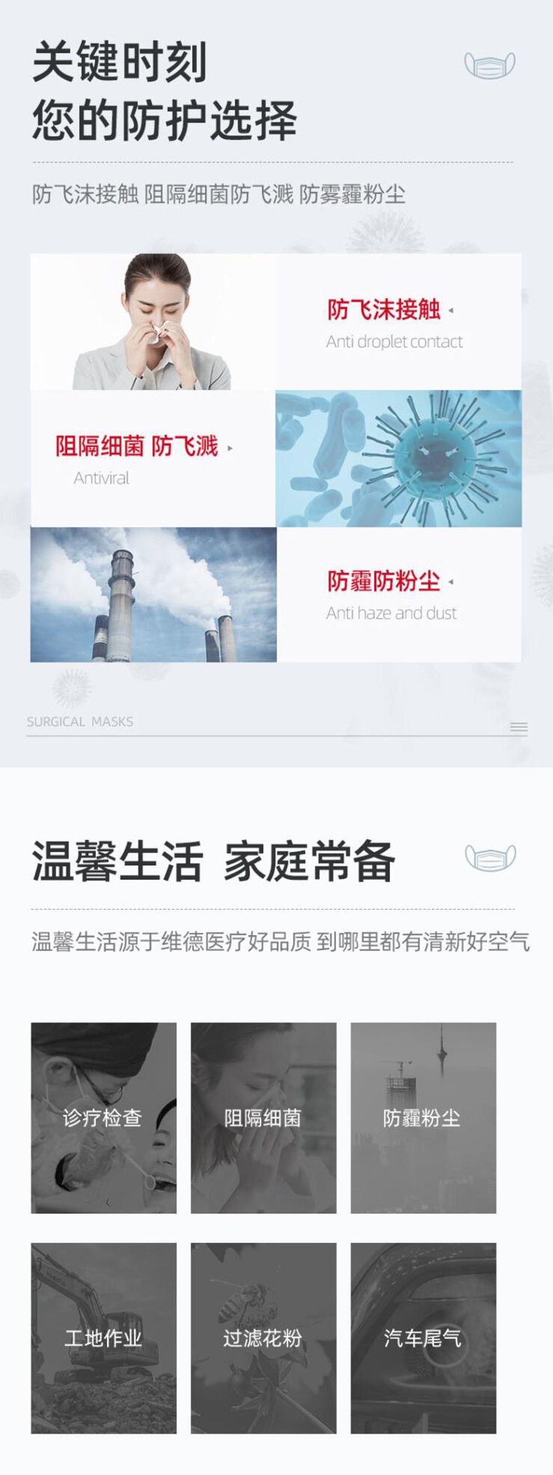 維德醫(yī)療白色醫(yī)用外科口罩圖片1