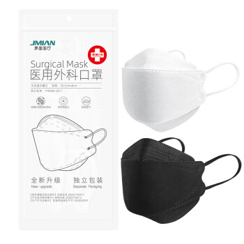 界面醫療柳葉形魚嘴黑色醫用外科口罩圖片3