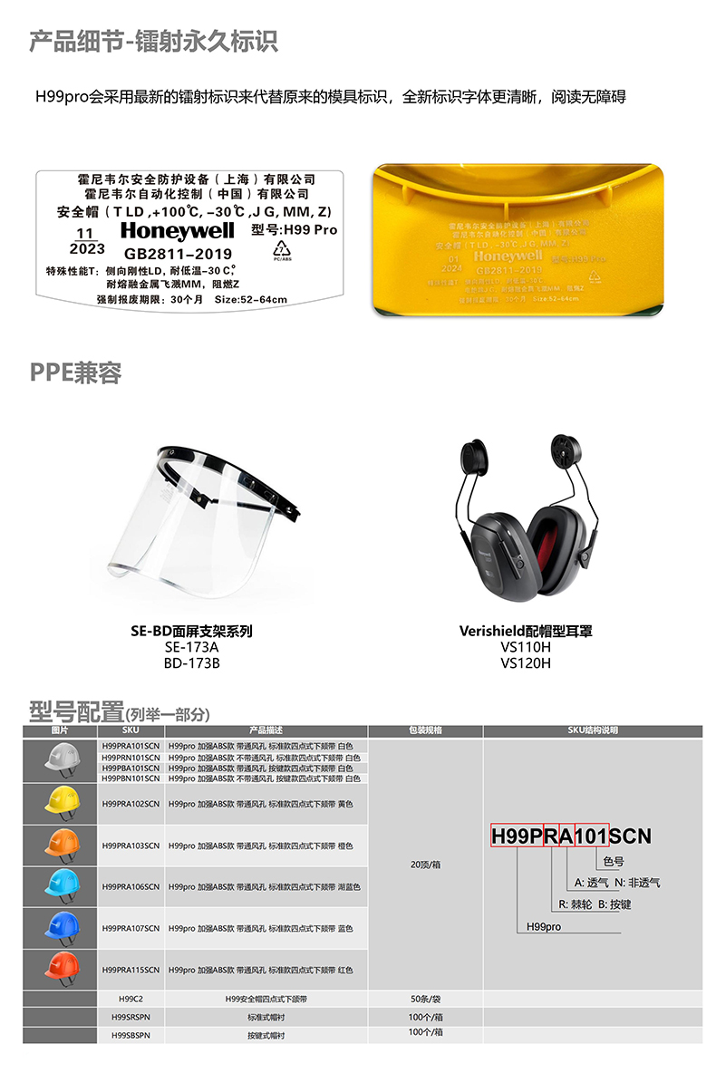 Honeywell霍尼韋爾H99PBN115SCN H99pro加強ABS款不帶通風(fēng)孔按鍵款紅色安全帽5