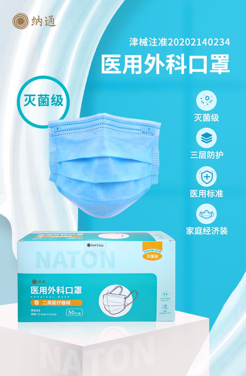 納通一次性醫用外科口罩圖片1