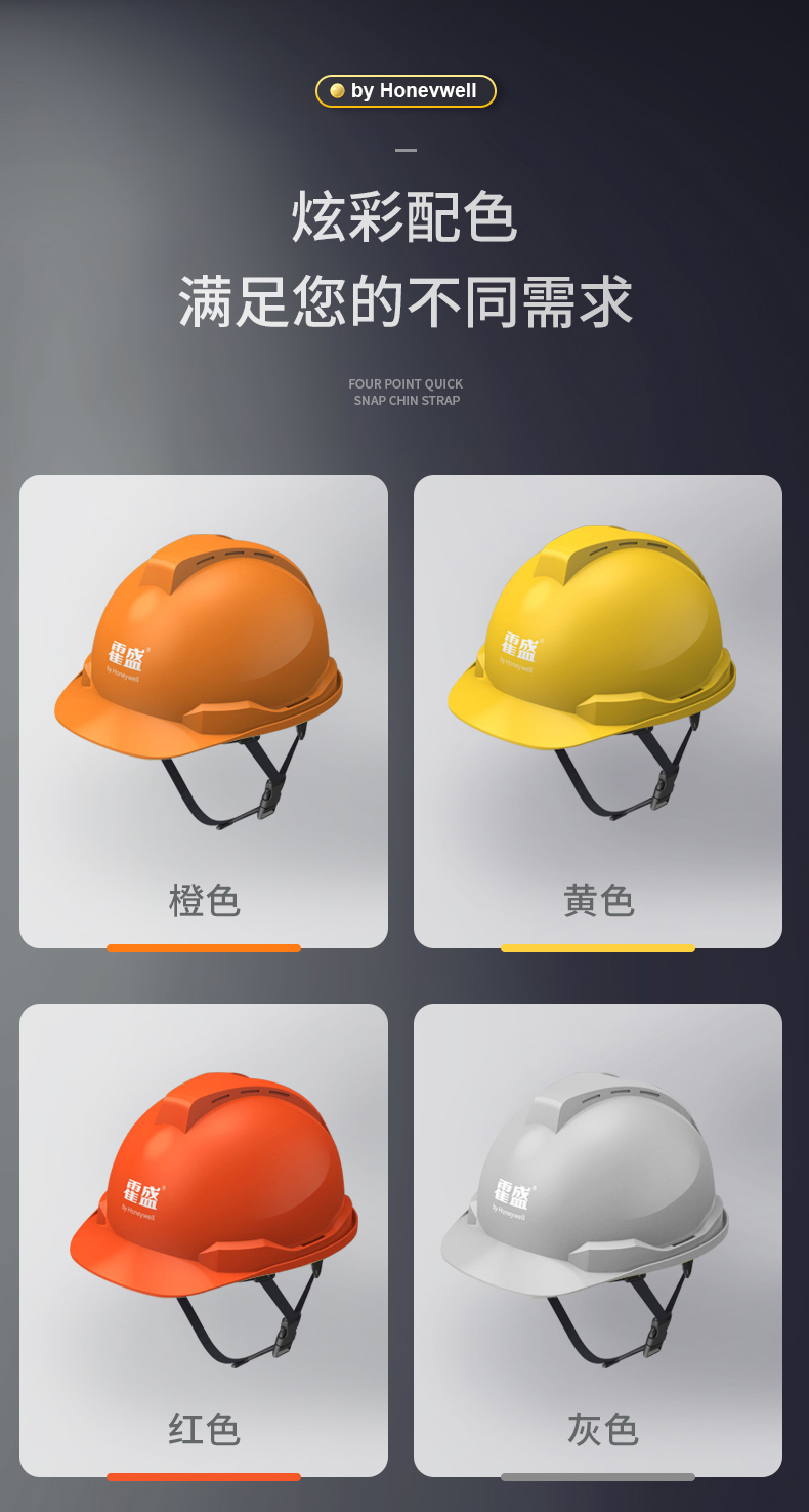 Honeywell霍尼韋爾Y99RAP107S Y99S系列ABS帶通風孔四點快插下頦帶藍色安全帽7