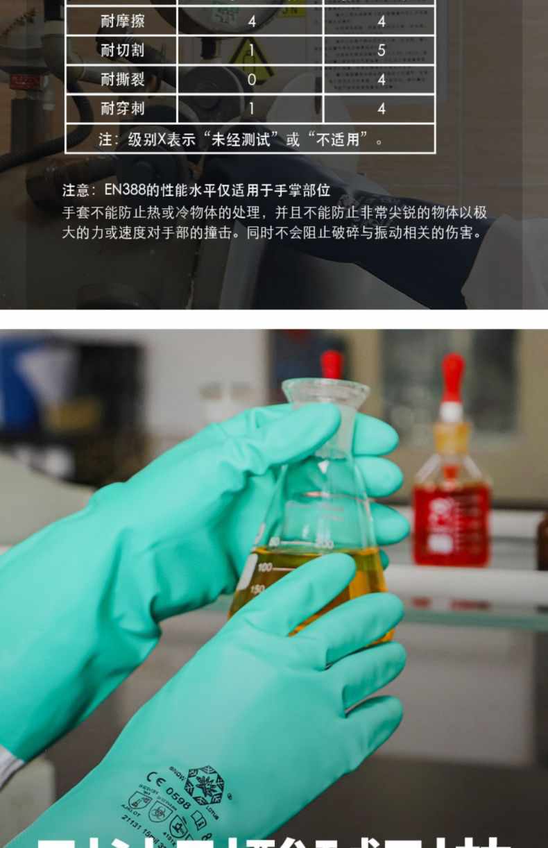 雪蓮21131丁腈絨里直邊袖口鉆石紋防護手套4.jpg