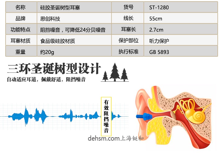 思創ST-1280硅膠防噪音耳塞介紹
