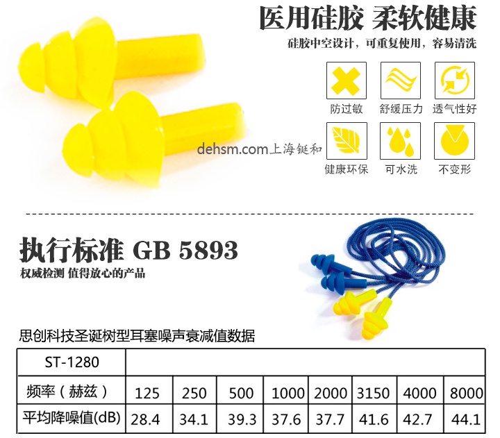 思創ST-1280防噪音耳塞采用醫用硅膠材質