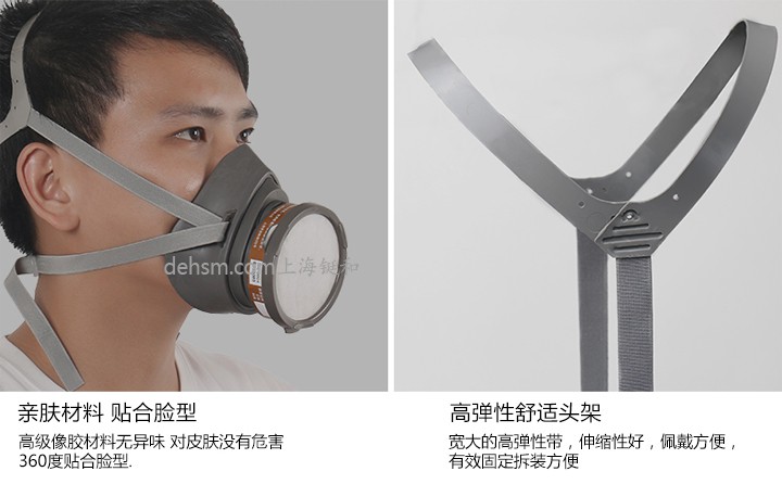 3M3200化工噴漆防毒面具高級橡膠材質，頭帶舒適