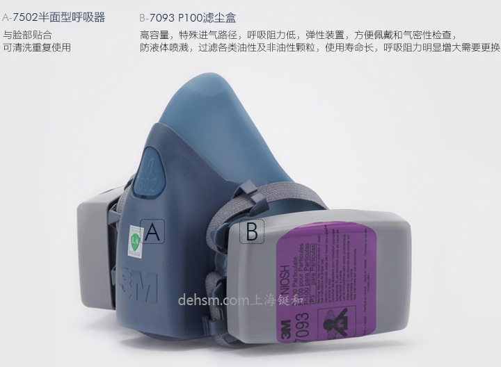 3M7502+7093防液體噴濺防塵面具部件明細表
