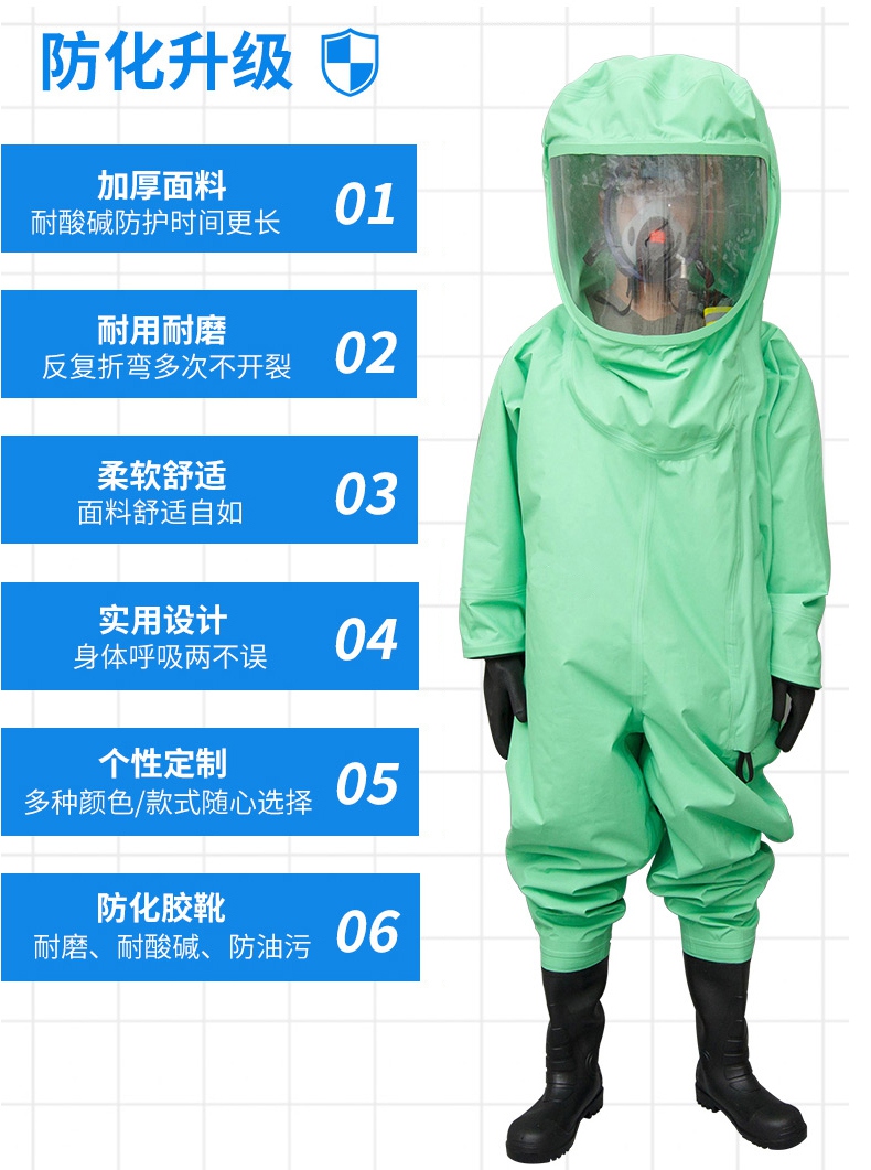 定和DH551特級重型全封閉防化服加厚面料，耐用耐磨