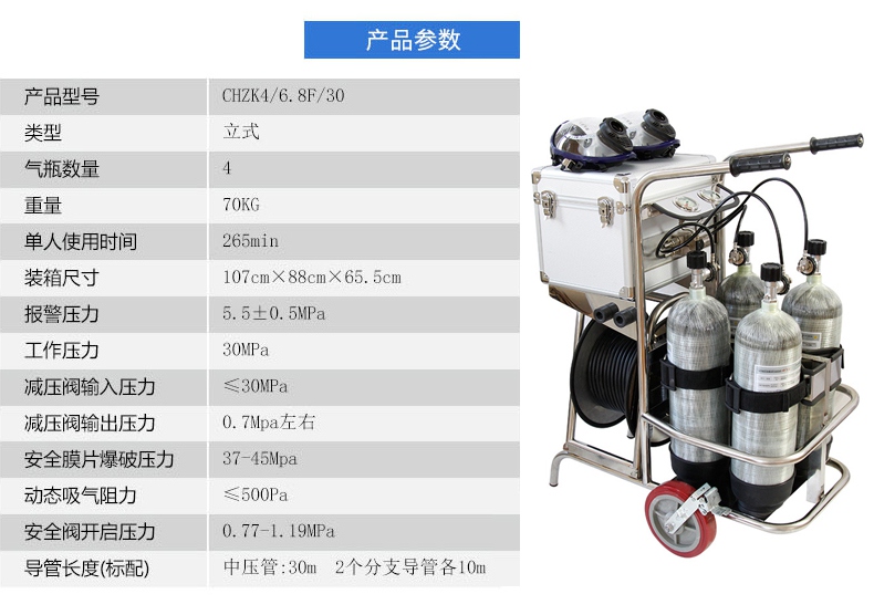 CHZK4/9F/30車載立式四瓶移動供氣源產品參數