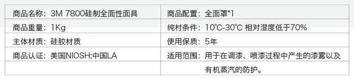 3M7800全面罩全硅膠材質(zhì)